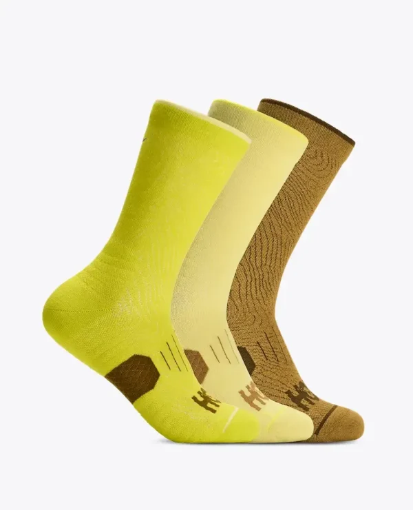 HOKA Crew Run Sock 3-Pack Hoka Citrus/Pomelo Yellow/Mstd Seed